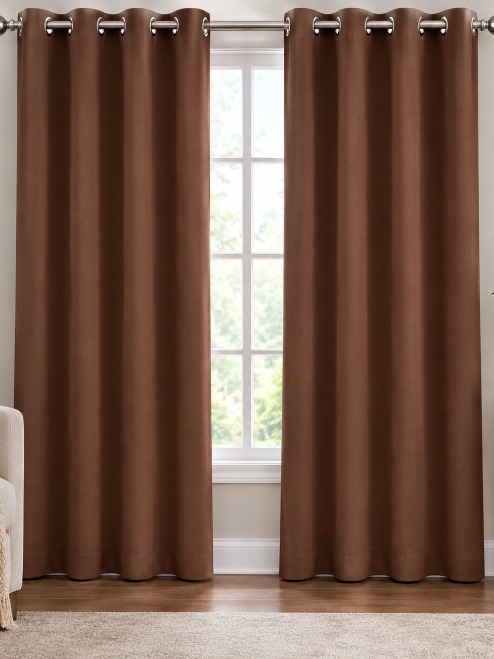 Brown Grommet Blackout Curtain Panel 54x84